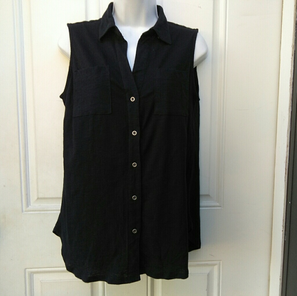 Nordstrom Sandra Sleeveless Jersey Buttondown